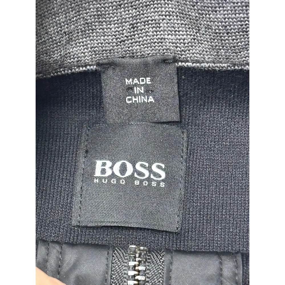 Hugo Boss Mens Black Quarter Zip Pullover Cotton Sweater Contrast Shoulder Small